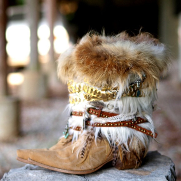 upcycled embellished vintage boho cowboy boots 9.5 - Picture 2 of 5